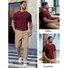 image:imageCOOFANDY Mens Knit TShirts Casual Short Sleeve Crewneck Shirt Textured Pullover TeesWine Red