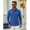 image:imageCOOFANDY Mens Long Sleeve Polo Shirts Button Casual Tee Collared Work Pullover ShirtsBlue
