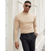 image:imageCOOFANDY Mens Mock Turtleneck Long Sleeve Shirts Slim Fit Basic TShirt Lightweight Ribbed Pullover Sweater1 Packbeige