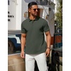 image:imageCOOFANDY Mens Polo Shirts 100 Cotton Heavyweight Short Sleeve Button Golf Shirts Classic Pullover Ribbed Collar and CuffsArmy Green