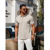 image:imageCOOFANDY Mens Polo Shirts 100 Cotton Heavyweight Short Sleeve Button Golf Shirts Classic Pullover Ribbed Collar and CuffsBeige