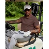 image:imageCOOFANDY Mens Polo Shirts 100 Cotton Heavyweight Short Sleeve Button Golf Shirts Classic Pullover Ribbed Collar and CuffsBrown