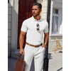 image:imageCOOFANDY Mens Polo Shirts 100 Cotton Heavyweight Short Sleeve Button Golf Shirts Classic Pullover Ribbed Collar and CuffsPure White