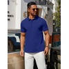 image:imageCOOFANDY Mens Polo Shirts 100 Cotton Heavyweight Short Sleeve Button Golf Shirts Classic Pullover Ribbed Collar and CuffsRoyal Blue