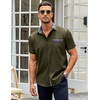 image:imageCOOFANDY Mens Short Sleeve Button Down Shirts Casual Wrinkle Free Dress Shirt Plaid Collar Summer ShirtsArmy Green