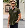 image:imageCOOFANDY Mens Short Sleeve Button Down Shirts Casual Wrinkle Free Dress Shirt Plaid Collar Summer ShirtsArmy Green