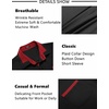 image:imageCOOFANDY Mens Short Sleeve Button Down Shirts Casual Wrinkle Free Dress Shirt Plaid Collar Summer ShirtsBlackred