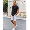 image:imageCOOFANDY Mens Short Sleeve Button Down Shirts Casual Wrinkle Free Dress Shirt Plaid Collar Summer ShirtsBlackred
