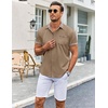 image:imageCOOFANDY Mens Short Sleeve Button Down Shirts Casual Wrinkle Free Dress Shirt Plaid Collar Summer ShirtsBrown