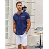 image:imageCOOFANDY Mens Short Sleeve Button Down Shirts Casual Wrinkle Free Dress Shirt Plaid Collar Summer ShirtsDark Blue