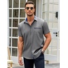 image:imageCOOFANDY Mens Short Sleeve Button Down Shirts Casual Wrinkle Free Dress Shirt Plaid Collar Summer ShirtsGrey