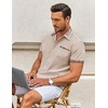 image:imageCOOFANDY Mens Short Sleeve Button Down Shirts Casual Wrinkle Free Dress Shirt Plaid Collar Summer ShirtsKhaki