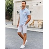 image:imageCOOFANDY Mens Short Sleeve Button Down Shirts Casual Wrinkle Free Dress Shirt Plaid Collar Summer ShirtsLight Blue