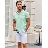 image:imageCOOFANDY Mens Short Sleeve Button Down Shirts Casual Wrinkle Free Dress Shirt Plaid Collar Summer ShirtsLight Green