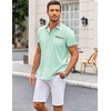 image:imageCOOFANDY Mens Short Sleeve Button Down Shirts Casual Wrinkle Free Dress Shirt Plaid Collar Summer ShirtsLight Green