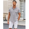 image:imageCOOFANDY Mens Short Sleeve Button Down Shirts Casual Wrinkle Free Dress Shirt Plaid Collar Summer ShirtsLight Grey