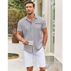 image:imageCOOFANDY Mens Short Sleeve Button Down Shirts Casual Wrinkle Free Dress Shirt Plaid Collar Summer ShirtsLight Grey