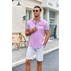 image:imageCOOFANDY Mens Short Sleeve Button Down Shirts Casual Wrinkle Free Dress Shirt Plaid Collar Summer ShirtsLight Purple