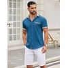image:imageCOOFANDY Mens Short Sleeve Button Down Shirts Casual Wrinkle Free Dress Shirt Plaid Collar Summer ShirtsMidnight Blue