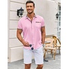 image:imageCOOFANDY Mens Short Sleeve Button Down Shirts Casual Wrinkle Free Dress Shirt Plaid Collar Summer ShirtsPink
