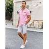 image:imageCOOFANDY Mens Short Sleeve Button Down Shirts Casual Wrinkle Free Dress Shirt Plaid Collar Summer ShirtsPink