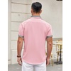 image:imageCOOFANDY Mens Short Sleeve Button Down Shirts Casual Wrinkle Free Dress Shirt Plaid Collar Summer ShirtsPinkstripe