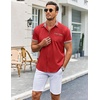 image:imageCOOFANDY Mens Short Sleeve Button Down Shirts Casual Wrinkle Free Dress Shirt Plaid Collar Summer ShirtsRed