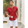 image:imageCOOFANDY Mens Short Sleeve Button Down Shirts Casual Wrinkle Free Dress Shirt Plaid Collar Summer ShirtsRed