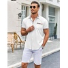 image:imageCOOFANDY Mens Short Sleeve Button Down Shirts Casual Wrinkle Free Dress Shirt Plaid Collar Summer ShirtsWhite