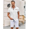 image:imageCOOFANDY Mens Short Sleeve Button Down Shirts Casual Wrinkle Free Dress Shirt Plaid Collar Summer ShirtsWhite