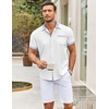 image:imageCOOFANDY Mens Short Sleeve Button Down Shirts Casual Wrinkle Free Dress Shirt Plaid Collar Summer ShirtsWhiteblue Stripe
