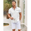 image:imageCOOFANDY Mens Short Sleeve Button Down Shirts Casual Wrinkle Free Dress Shirt Plaid Collar Summer ShirtsWhitestripe