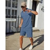 image:imageCOOFANDY Mens Tracksuit Casual 2 Piece Quarter Zip Polo Shirt and Shorts Set Athletic Jogging Sports OutfitsBlue