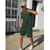 image:imageCOOFANDY Mens Tracksuit Casual 2 Piece Quarter Zip Polo Shirt and Shorts Set Athletic Jogging Sports OutfitsDark Green