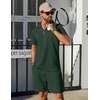 image:imageCOOFANDY Mens Tracksuit Casual 2 Piece Quarter Zip Polo Shirt and Shorts Set Athletic Jogging Sports OutfitsDark Green
