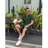 image:imageCOOFANDY Mens Tracksuit Casual 2 Piece Quarter Zip Polo Shirt and Shorts Set Athletic Jogging Sports OutfitsDark Green