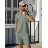 image:imageCOOFANDY Mens Tracksuit Casual 2 Piece Quarter Zip Polo Shirt and Shorts Set Athletic Jogging Sports OutfitsLight Green