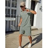 image:imageCOOFANDY Mens Tracksuit Casual 2 Piece Quarter Zip Polo Shirt and Shorts Set Athletic Jogging Sports OutfitsLight Green