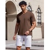image:imageCOOFANDY Mens V Neck T Shirts 100 Cotton Tee Shirt Plain Short Sleeve Casual ShirtsBrown