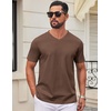 image:imageCOOFANDY Mens V Neck T Shirts 100 Cotton Tee Shirt Plain Short Sleeve Casual ShirtsBrown