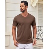 image:imageCOOFANDY Mens V Neck T Shirts 100 Cotton Tee Shirt Plain Short Sleeve Casual ShirtsBrown
