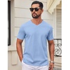 image:imageCOOFANDY Mens V Neck T Shirts 100 Cotton Tee Shirt Plain Short Sleeve Casual ShirtsLight Blue