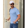 image:imageCOOFANDY Mens V Neck T Shirts 100 Cotton Tee Shirt Plain Short Sleeve Casual ShirtsLight Blue
