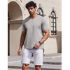 image:imageCOOFANDY Mens V Neck T Shirts 100 Cotton Tee Shirt Plain Short Sleeve Casual ShirtsLight Grey