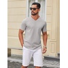 image:imageCOOFANDY Mens V Neck T Shirts 100 Cotton Tee Shirt Plain Short Sleeve Casual ShirtsLight Grey