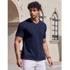 image:imageCOOFANDY Mens V Neck T Shirts 100 Cotton Tee Shirt Plain Short Sleeve Casual ShirtsNavy Blue