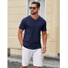 image:imageCOOFANDY Mens V Neck T Shirts 100 Cotton Tee Shirt Plain Short Sleeve Casual ShirtsNavy Blue