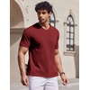 image:imageCOOFANDY Mens V Neck T Shirts 100 Cotton Tee Shirt Plain Short Sleeve Casual ShirtsWine Red