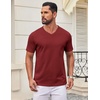 image:imageCOOFANDY Mens V Neck T Shirts 100 Cotton Tee Shirt Plain Short Sleeve Casual ShirtsWine Red