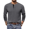 image:imageCOOFANDY Men Long Sleeve Henley Shirs Casual Basic T Shirts Soild Button Tees with PocketsDark Grey